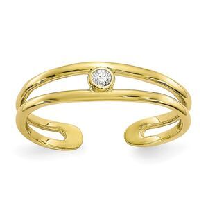 Split Shank Cubic Zirconia Toe Ring in 10K Yellow Gold